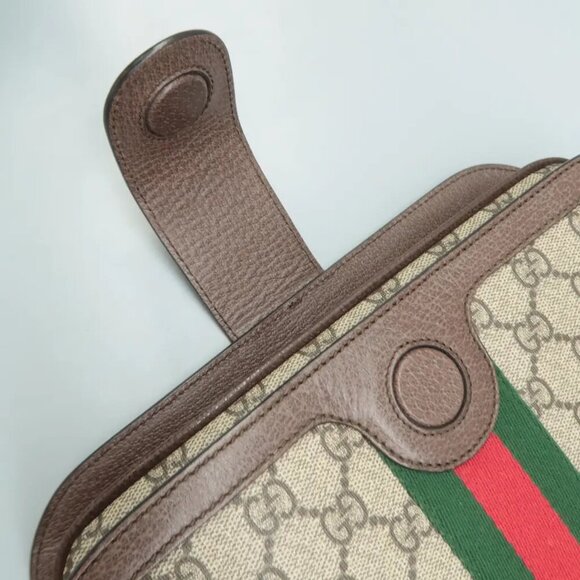 100% Authentic GUCCI Ophidia Brown Canvas Shoulder Bag - Picture 8 of 12